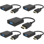 Kalanka - lot de 5 adaptateurs hdmi vers vga, 1080p compatibles hdmi vers vga pour ordinateur, ordinateur ...