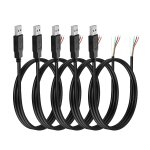 Kalanka - lot de 5 câbles usb a vers nu, 1 m, 22 awg, 5 v, 3 a, pour transfert de courant et de données, ... Kalanka - lot de 5 câbles usb a vers nu, 1 m, 22 awg, 5 v, 3 a, pour transfert de courant et de données, ...
