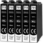 Kalanka - lot de 5 cartouches d'encre t0711 compatibles avec epson t0711 t0715 noir pour stylus bx300f ...