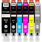 Kalanka - 6 xl cartouches compatible avec canon pgi 525 cli 526 pour pixma mg6150 mg6250 mg8150 mg8240 ...
