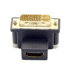 Kalanka - adaptateur dvi mle vers hdmi femelle coud  90 degrs vers le haut 4k 1080p pour ordinateur ...