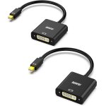 Kalanka - adaptateur mini displayport vers dvi, adaptateur 2 paquet mini dp plaqu or (compatible thunderbolt ...