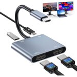 Kalanka - adaptateur usb c vers hdmi pd 100w charge, 4 en 1 adaptateur usb c avec dual hd - mi, u sb, ... Kalanka - adaptateur usb c vers hdmi pd 100w charge, 4 en 1 adaptateur usb c avec dual hd - mi, u sb, ...