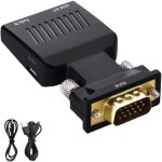 Kalanka - adaptateur vga vers hdmi 1080p vga mâle vers hdmi femelle avec câble audio pour ordinateur, ... Kalanka - adaptateur vga vers hdmi 1080p vga mâle vers hdmi femelle avec câble audio pour ordinateur, ...