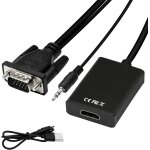 Kalanka - adaptateur vga vers hdmi 1080p vga mâle vers hdmi femelle convertisseur pour ordinateur, ordinateur ... Kalanka - adaptateur vga vers hdmi 1080p vga mâle vers hdmi femelle convertisseur pour ordinateur, ordinateur ...
