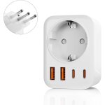 Kalanka - adaptateur de voyage 5 en 1 pour l'italie, avec 1 prise secteur, 2 ports usb - c et 2 ports ... Kalanka - adaptateur de voyage 5 en 1 pour l'italie, avec 1 prise secteur, 2 ports usb - c et 2 ports ...