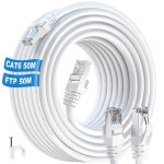 Kalanka - cble ethernet 50m blanc, cat 6 cble rj45 ftp blind, anti - interfrence cble rseau extrieur ...