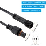 Kalanka - câble d'extension 2 broches de 3, 28 pieds (1 mètre), 22awg, connecteur etanche ip67 avec mâle ... Kalanka - câble d'extension 2 broches de 3, 28 pieds (1 mètre), 22awg, connecteur etanche ip67 avec mâle ...