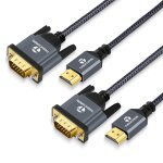 Kalanka - câble hdmi vers vga 1m lot de 2, câble adaptateur tressé hdmi vers vga (mâle vers mâle) pour ... Kalanka - câble hdmi vers vga 1m lot de 2, câble adaptateur tressé hdmi vers vga (mâle vers mâle) pour ...