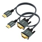 Kalanka - cbles hdmi vers vga 1m lot de 2, coque alliage d'aluminium tress plaqu hdmi vga compatible ...