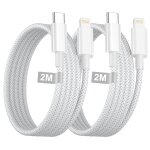 Kalanka - cable iphone cable usb c vers lightning 2m lot de 2, cable usb c lightning charge rapide nylon ...