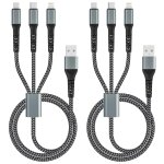 Kalanka - cable multi chargeur 1. 2m / lot de 2, 3 en 1 cable universel nylon cable usb multi embout ...