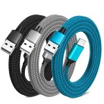 Kalanka - c�ble usb c [1. 8m / lot de 3], c�ble de charge rapide de type c, serr� usb a vers c�ble c ...