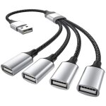 Kalanka - c�ble usb r�partiteur 4 ports 0. 3 m, type - a m�le vers 4 femelle rallonge nylon, multiprise ...