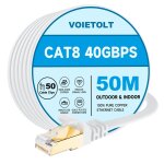 Kalanka - cat8 cble ethernet 50m, 40gbps / 2000mhz haut dbit gigabit rj45 lan cble rseau internet, ...