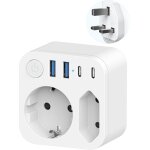 Kalanka - connecteur de voyage france vers le royaume - uni avec 4 prises usb (2 usb - c), adaptateur ...