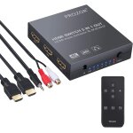 Kalanka - convertisseur hdmi 5x1 commutateur hdmi switch 4k 3d avec extracteur audio optique analogique ...