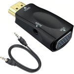 Kalanka - hdmi vers vga convertisseur adaptateur avec cble jack audio 3, 5 mm, connecteur plaqu or ...