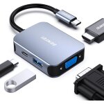 Kalanka - hub usb c 4 en 1, adaptateur usb c vers hdmi vga, adaptateur usb type - c vers usb, compatible ...