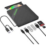 Kalanka - mince graveur dvd externe, lecteur cd dvd externe avec emplacements sd / tf et 2 ports usb, ...