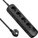 Kalanka - multiprise usb  4 prises avec 3 ports usb rallonge lectrique (3680 w) avec interrupteur individuel ...