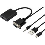 Kalanka - output 1080p vga mle vers hdmi femelle adaptateur de audio vido avec cble audio et usb de ...
