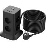 Kalanka - parafoudre et surtension 8 sortie ac avec 3 usb, tour multiprise avec interrupteur, chargeur ...