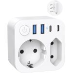 Kalanka - prise de courant de l'allemagne vers l'italie avec 4 usb (2 type c), adaptateur de voyage  ...
