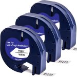 Kalanka - ruban etiqueteuse yuanqimm compatible pour dymo letratag etiquette blanc papier 12mm x 4m noir ...