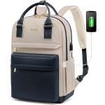Kalanka - sac  dos pour femme, ordinateur portable, cole, fille, adolescente, bleu fonc et marron ...