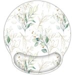 Kalanka - tapis de souris ergonomique avec coussin en gel - motif feuilles vertes - avec repose - poignet ...