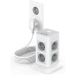 Kalanka - tour multiprise avec 8 sortie ac et 3 ports usb, bloc prise 3600w avec interrupteur, parafoudre ...
