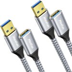 Kalanka - usb 3. 0 rallonge usb [2m 2pack], 5gbps cable extension mle a vers femelle a compatible avec ...