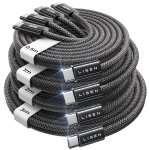 Kalcx - lot de 4 cbles de charge rapide, 60 w, usb c vers usb c, 0, 5 / 1 / 2 / 3 m, pour iphone 15 ...