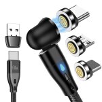 Kalcx - chargeur magntique type c, 60w charge rapide 3a, rotation a 360 ¿ et 180 , 3 en 1 transfert ...