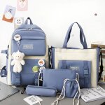 Kalec - 5 pices kit sac a dos femme mode dame haute capacit etanche collge a la mode filles sacs d'ecole ...