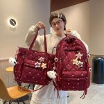 Kalec - mignon papillon noeud grande capacit double sac a bandoulire pour les femmes voyage sac a dos ...