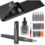 Kalhj - ensemble de stylo - plume fantaisie comprenant 5 plumes, flacon d'encre, convertisseur de recharge ...