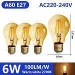 Kalsa - 4 pices edison filament ampoule inda b22 e14 rtro lumire led c35 a60 st64 ac220 - 240v vintage ...