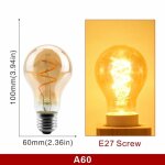 Kalsa - ampoule led rtro a filament en spirale e14 e27, 4w, jaune chaud, 220v, c35 a60 t45 st64 t185 ...