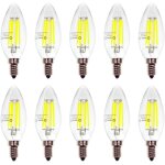 Kalsw - lot de 10 e14 bougie 6w ampoules a filament led, compatibles avec variateur d'intensité, blanc ... Kalsw - lot de 10 e14 bougie 6w ampoules a filament led, compatibles avec variateur d'intensité, blanc ...