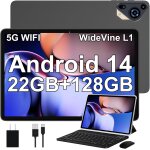 Kalws - tablette android 14 avec 22 go + 128 go (extensible jusqu'a 1 to), 5g wifi, tablette 10 pouces ...