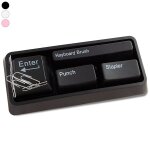 Kit accessoires bureau clavier : brossette, perforatrice, agrafeuse noir