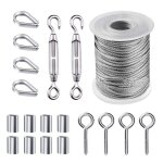 Kit de c�bles de jardin, 19 pi�ces, tendeur de fil, cr�pine, sangles d'oeil de fil, kit de rouleau de ...