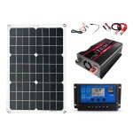 Kit complet de systme d'nergie solaire, panneau 20w, contrleur 30a, onduleur 300w 12v - 220v, double ...