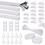 Kit de gestion des c�bles, 4 manchon de c�ble gaine, 3 clips c�ble organisateur bureau, 10 + 2 attache ...
