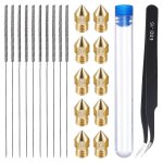 Kit de nettoyage et de buse d'imprimante 3d 21 pièces buses mk8 de 0, 4 mm aiguilles de 0, 4 mm et 1 ... Kit de nettoyage et de buse d'imprimante 3d 21 pièces buses mk8 de 0, 4 mm aiguilles de 0, 4 mm et 1 ...