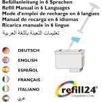 Kit de recharge compatible pour cartouches d'encre hp 303, 303 xl noir et couleur, encre avec clip et ...