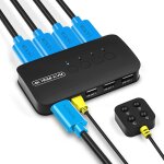 Kvm pour 4 pc, commutateur kvm hdmi et usb, partageant moniteur 4k et 3 usb device, 4 câbles kvm inclus ... Kvm pour 4 pc, commutateur kvm hdmi et usb, partageant moniteur 4k et 3 usb device, 4 câbles kvm inclus ...