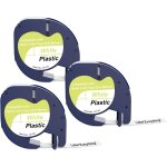 Label tape lot de 3 rubans d'etiquettes compatibles avec dymo letratag 12 mm x 4 m compatible avec dymo ...
